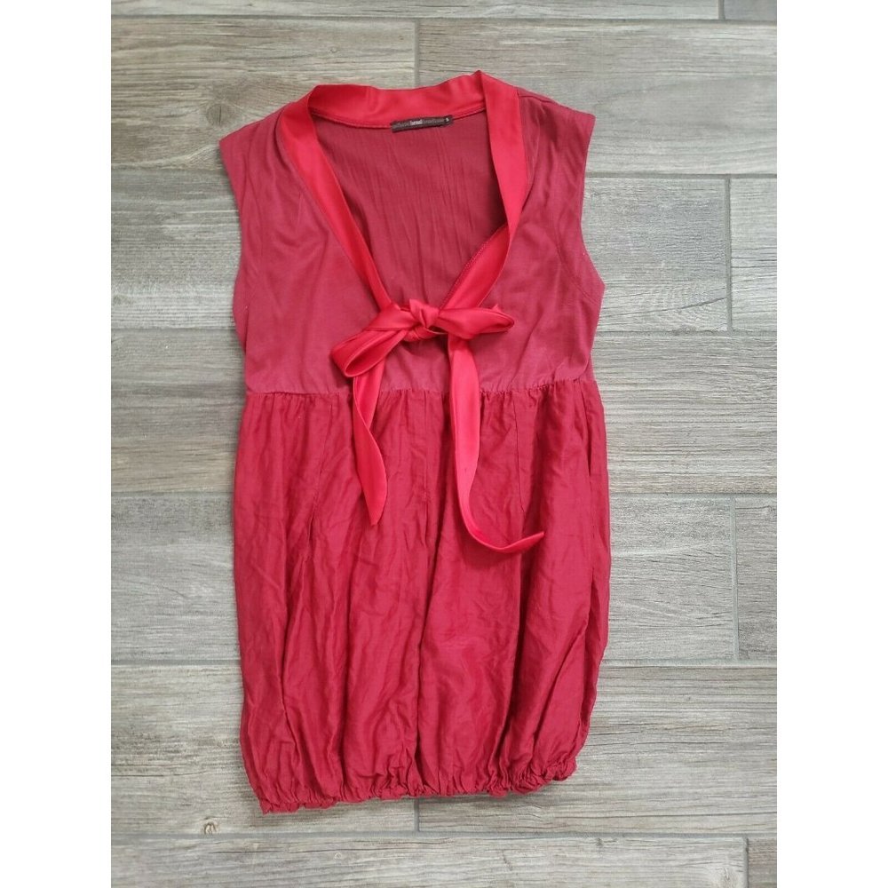 Hazel Red Bubble Dress Shirt With Bow In S